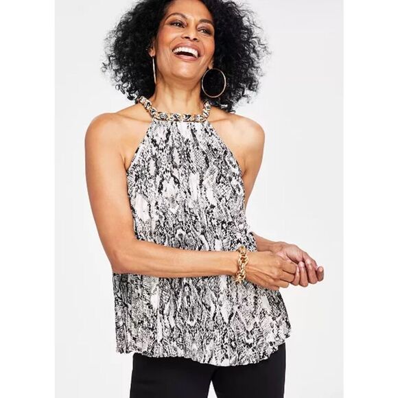 Snakeskin Patterned Sleeveless Blouse - Picture 1 of 8